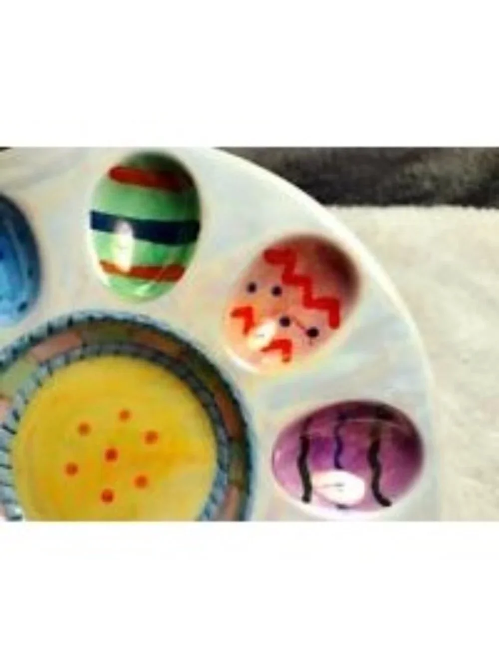 Easter Deviled Egg Plate Serving Tray Ceramic Colorful Cute Home Decor Festive
